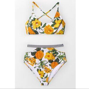 NWT Cupshe Floral Paradise High Waisted Bikini- Medium